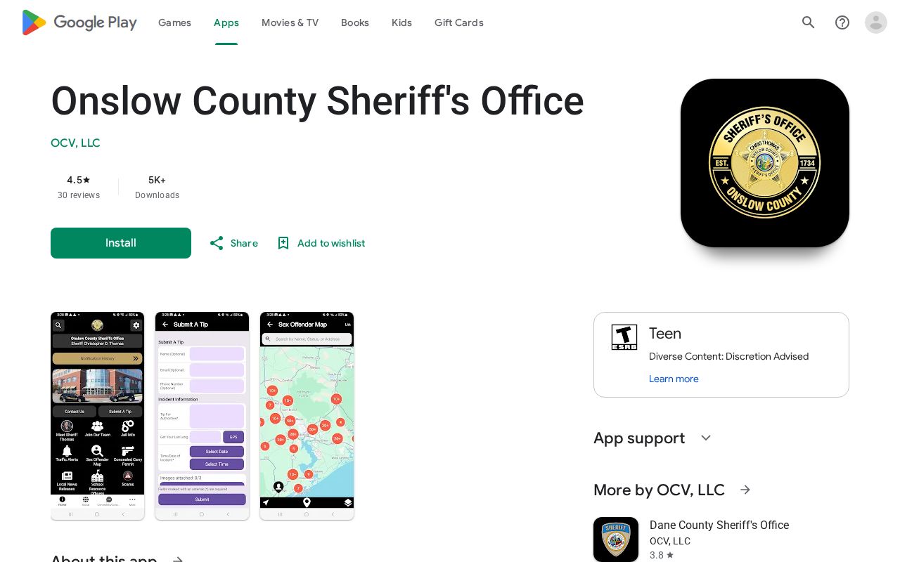 Official Onslow County Sheriff app listing